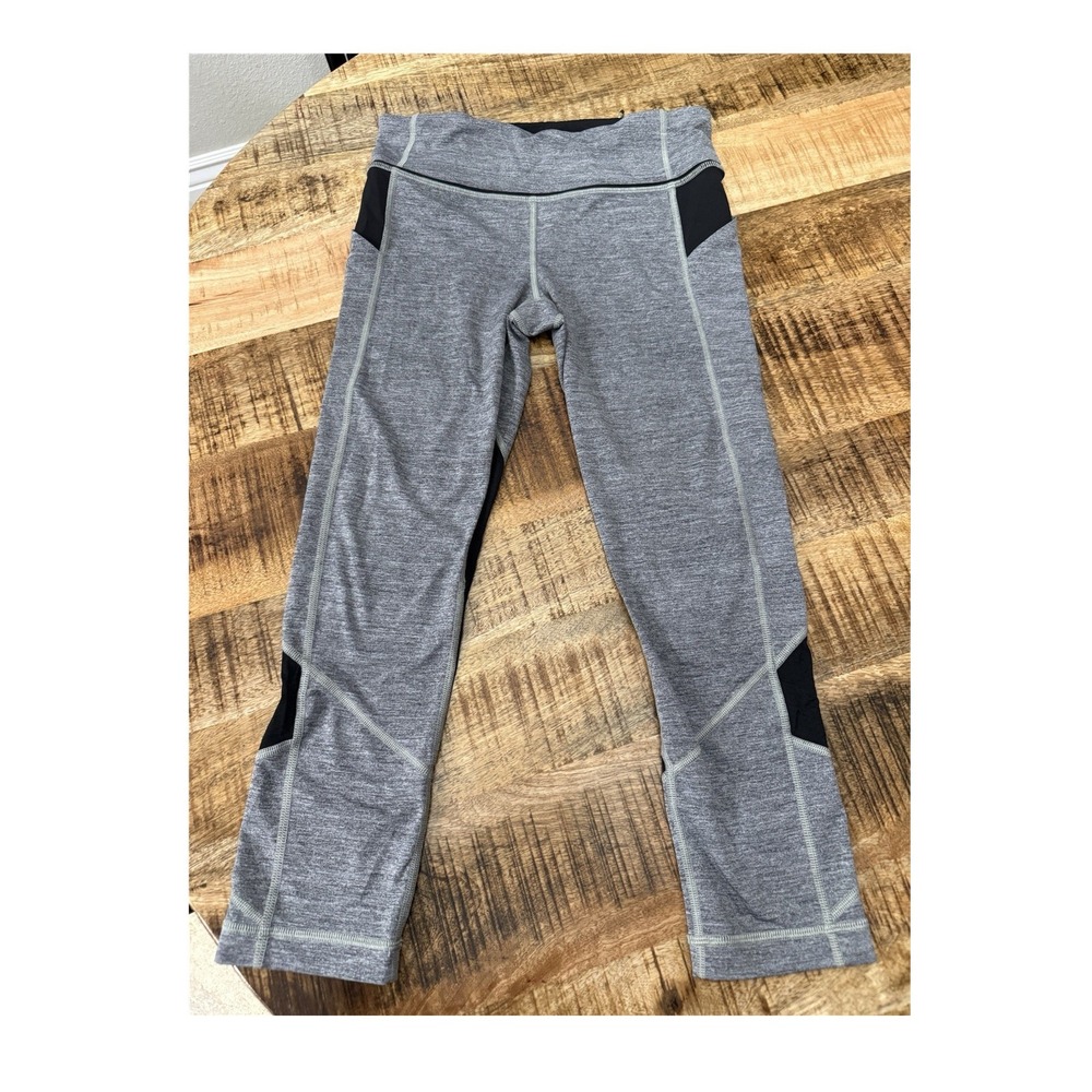 Lululemon Pace Rival Crop Leggings Heathered Black Slate Sz 6.